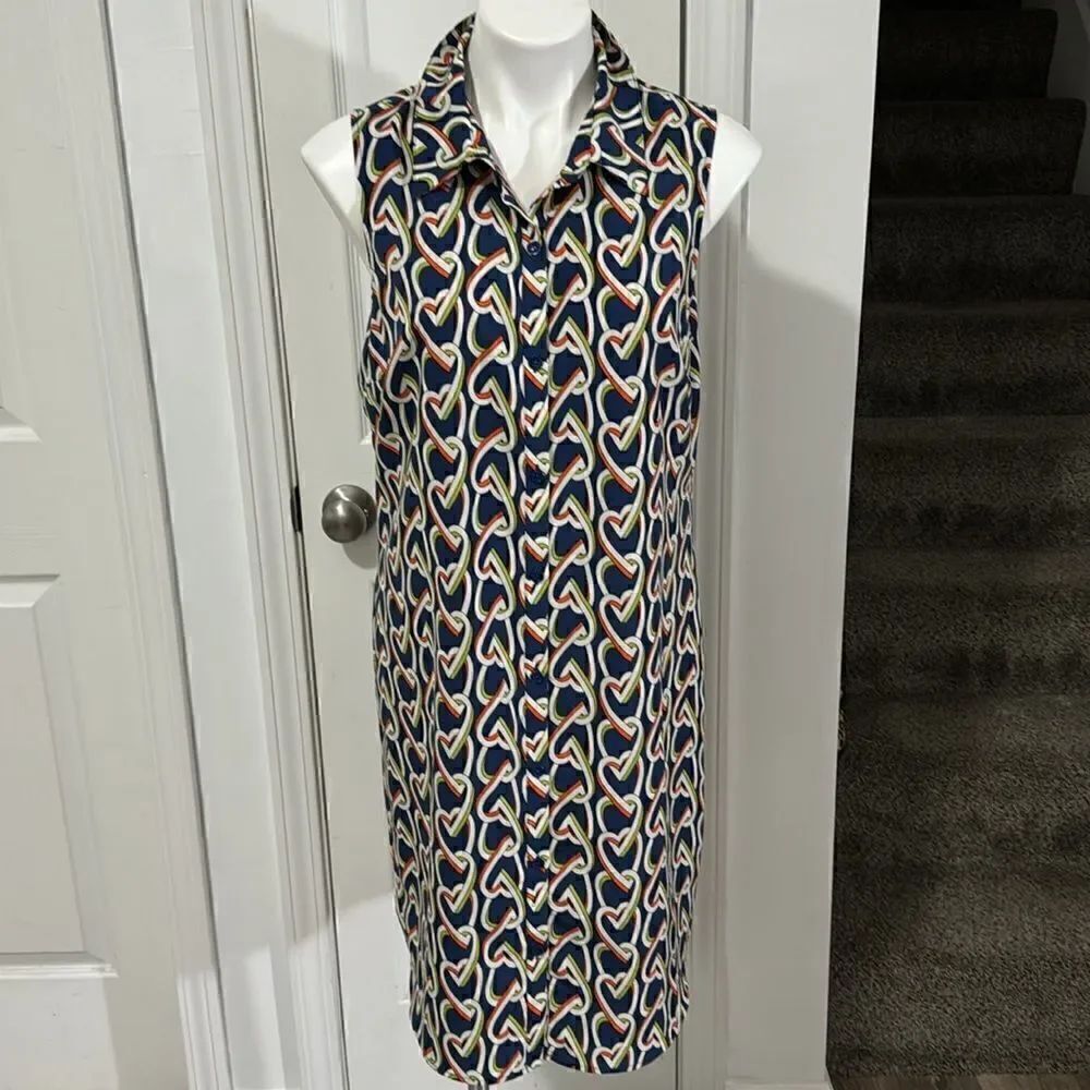Cabi HEART PRINT MULTICOLOR MIDI DRESS SIZE M